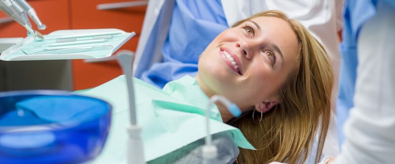 woman at dental office examination