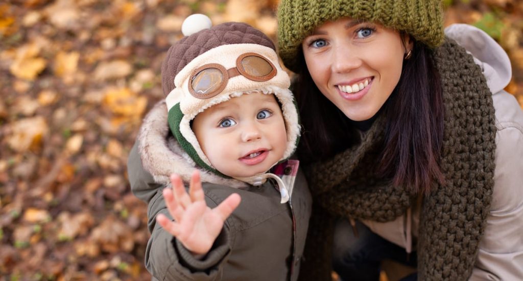 mother and child smiling