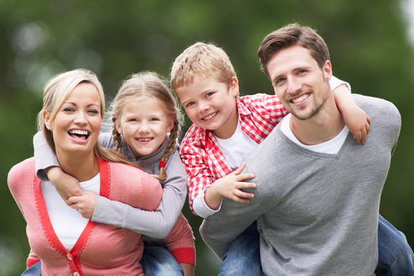 young family smiling